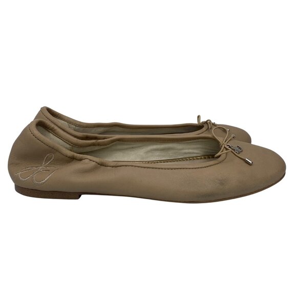 Sam Edelman Classic Felicia Tan Leather Round toe Ballet Flats Women’s size 10 - Picture 2 of 12